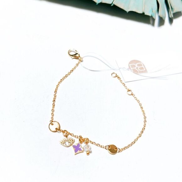 Dainty evil eye bracelet R505 - Picture 1 of 2